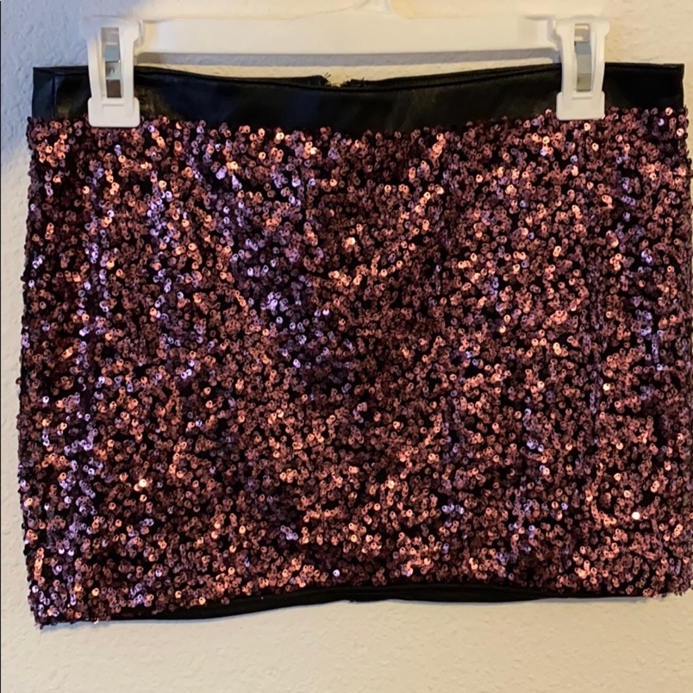 Pink & Black Sequin Mini Skirt